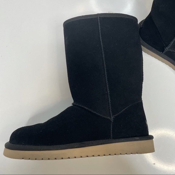 UGG Koolaburra Victoria Black Bow Accent Sheepskin Suede Furry Winter Boots 7 - Picture 8 of 13